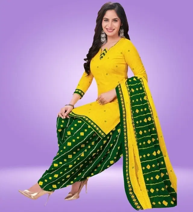 Unstitched Dress Material for Women & Girls (Yellow)