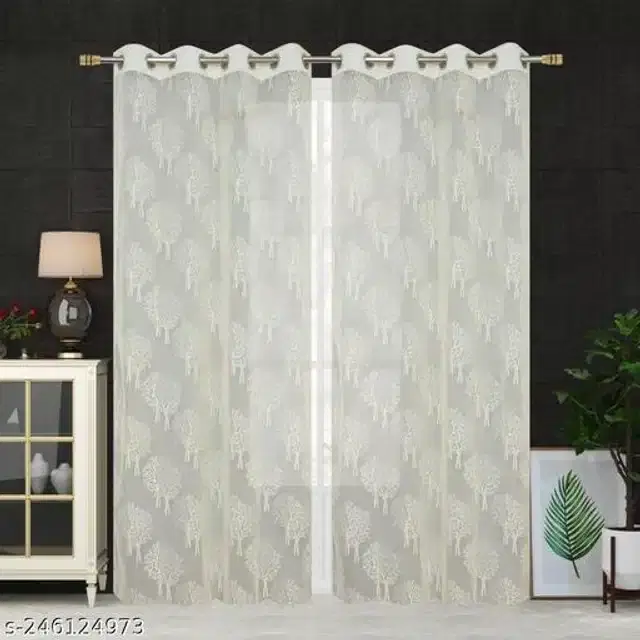 Curtains for Door, Cream, 5 Feet, Pack of 2