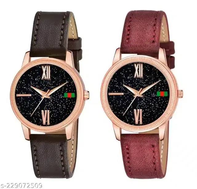 Analog Watch for Women, Pack of 2 (Multicolor)