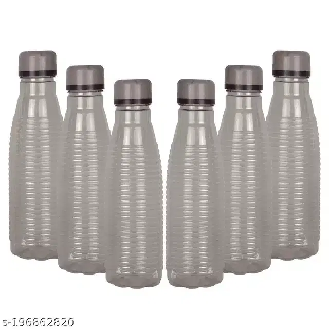 Plastic Water Bottles Set, Pack of 5, Black, 1000 ml