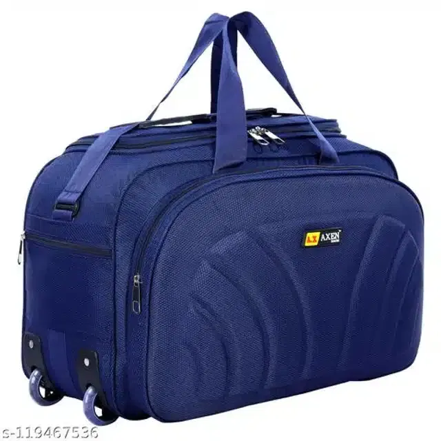 Polyester Trolley Duffel Bag for Men & Women, Navy Blue