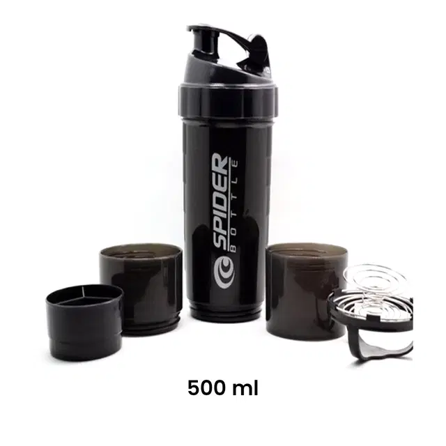 MAGIC PLUS Spider Shaker Bottle,  500 ml, Black, Pack of 1
