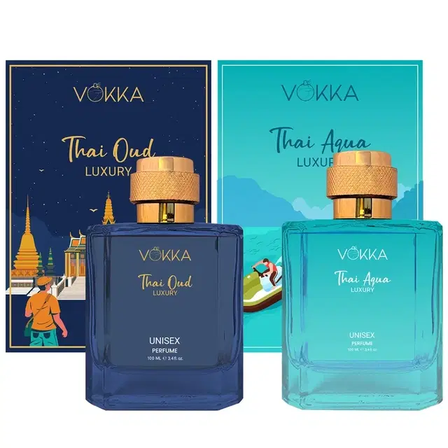 Vokka Thai Oud & Thai Aqua Unisex Perfume 100 ml (Pack Of 2)