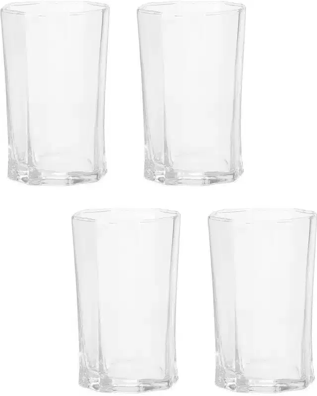 Water cum Juice Glass, Transparent, 200 ml, Pack of 4