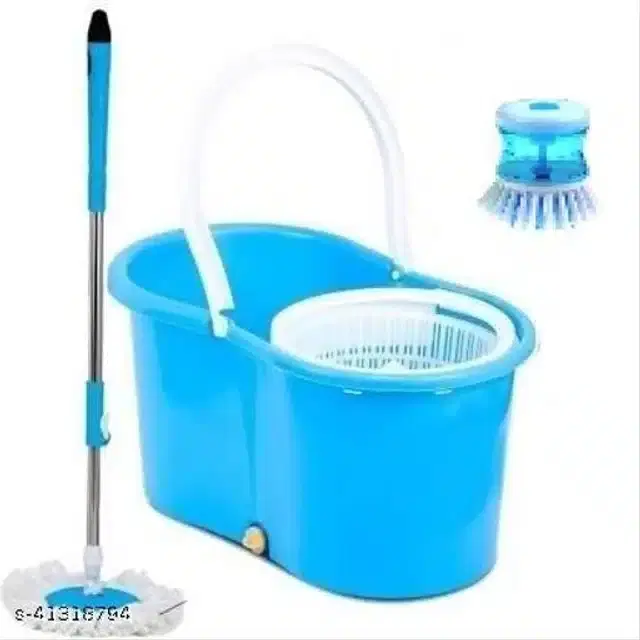 Spin Bucket Mop with Brush, Assorted, Set of 2