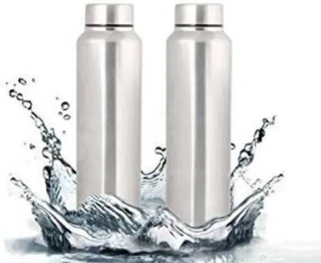 Stainless Steel Water Bottle, Silver, 1000 ml, Pack of 2