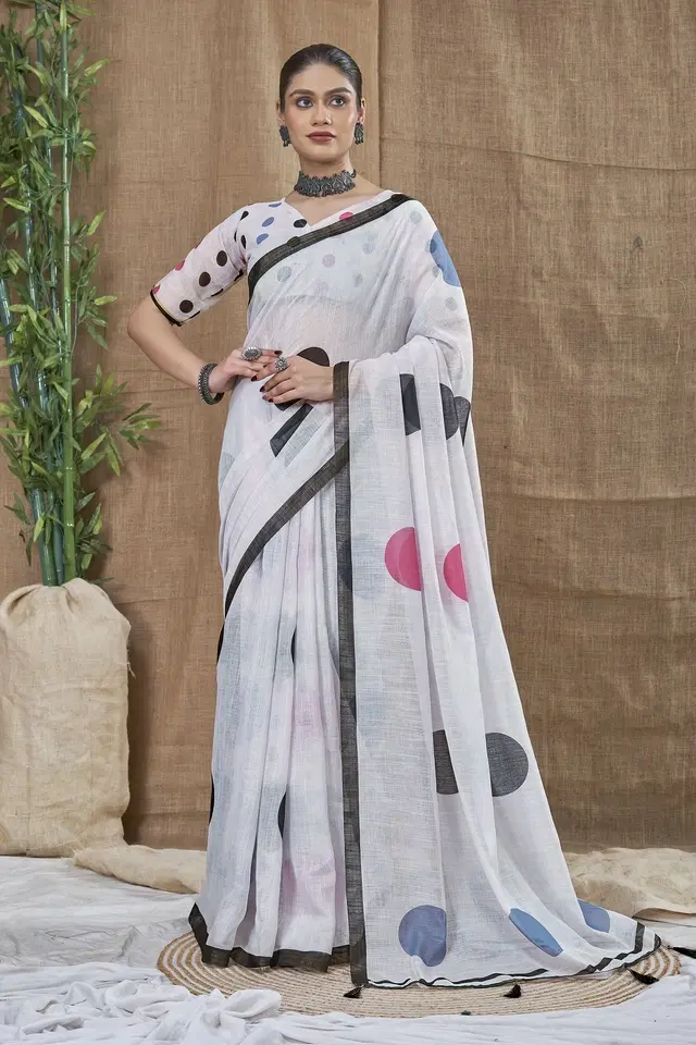 Silk Woven Design Saree for Women, White (6.3 m)