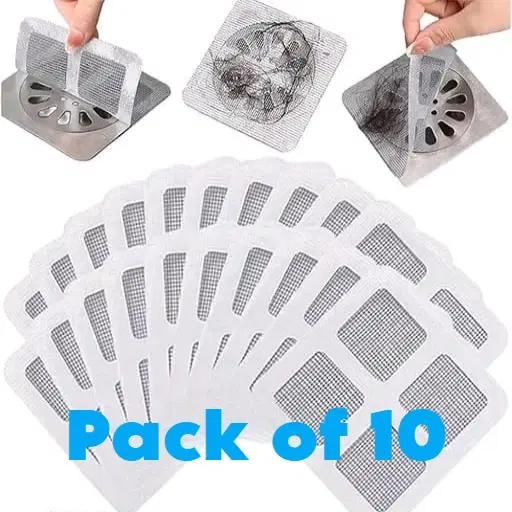 Stainless Steel Kitchen and Bathroom Drain Strainer, Silver, 10x10 cm, Pack of 10