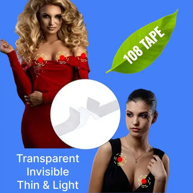 Acrylic Film Clothing 108 Double Sided Tape Strips, Transparent, Set of 1