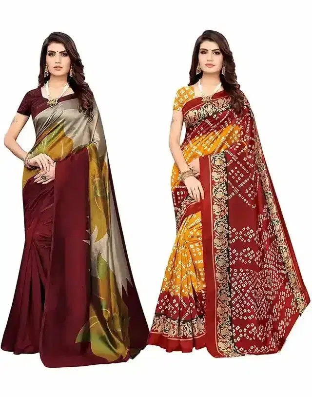 Svb Mysore Silk Saree For Women, Pack Of 2 (Multicolor) (C-229)