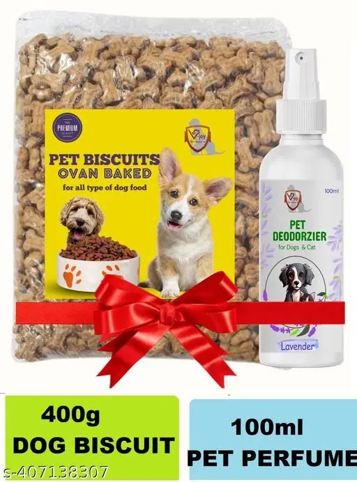 Dog/Puppy Cruchy Oven Baked Biscuits 400g Pack With Lavender Fregrance Pet Perfume 100ml (Pack Of 1)
