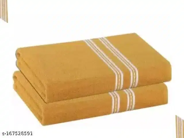 Cotton Bathing Towel, Yellow, Pack of 2