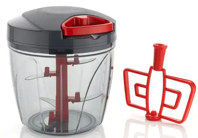 Manual Vegetable Chopper, Grey & Red, 950 ml