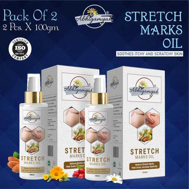 Abhigamyah Present Repair Stretch Marks Removal Natural Heal Pregnancy Breast, Hip, Legs, Mark Oil, 100 ml, Pack Of 2, A-956