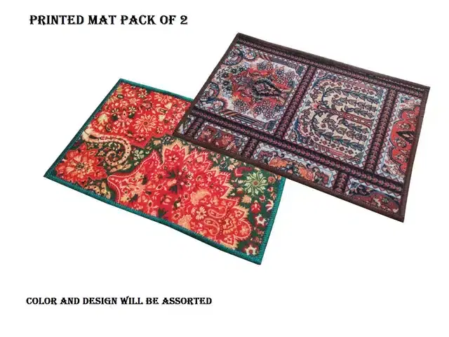 Printed Mat for Home, Pack of 2, Assorted
