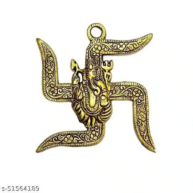 Swastik Ganesha Wall Hanging, Gold