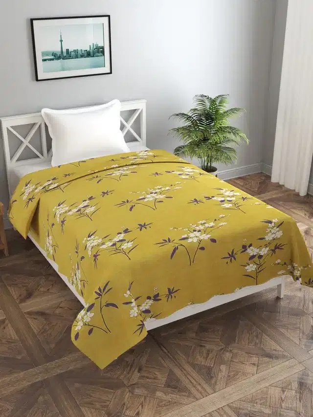 Printed Duvet Cover with Zipper, Mustard, 60x90 Inches