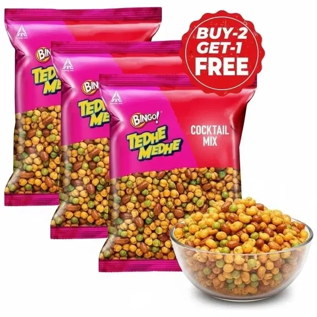 Bingo Tedhe Medhe Cocktail Mix Namkeen 3X192 g (Buy 2 Get 1 Free)
