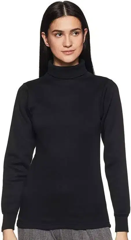 Women's High Neck Thermal Top (Black, S) (GH-5)