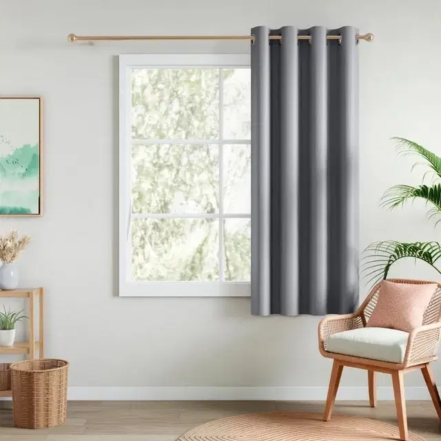 Rivermoor 100% Polyester Blackout Solid Pack Of 1 Window Curtains Essential Drape Grey 114 X 152 Cm