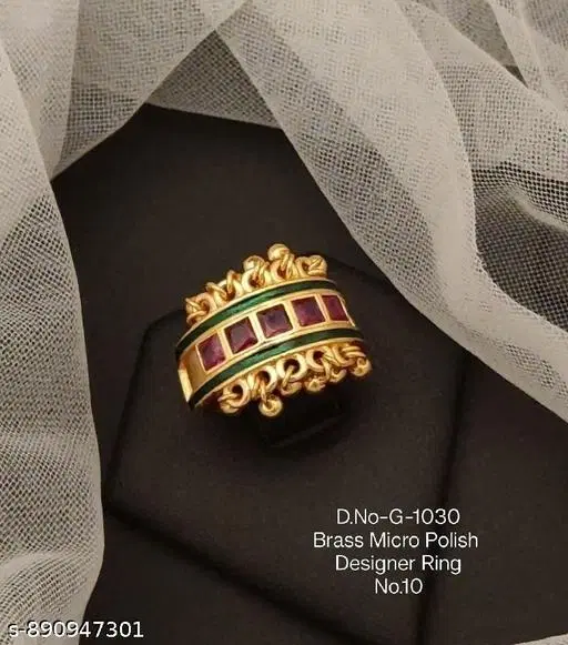 Stylish Ring for Women (Gold, Free Size)
