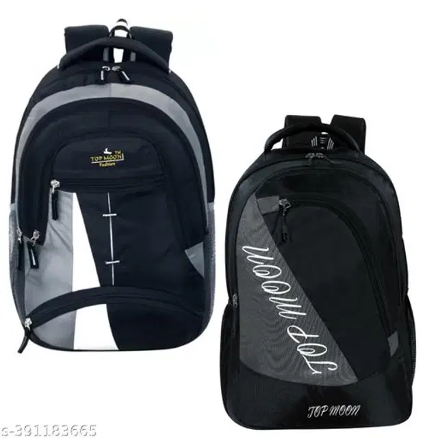Polyester Backpack for Kids, Black, 35 L, Pack of 2
