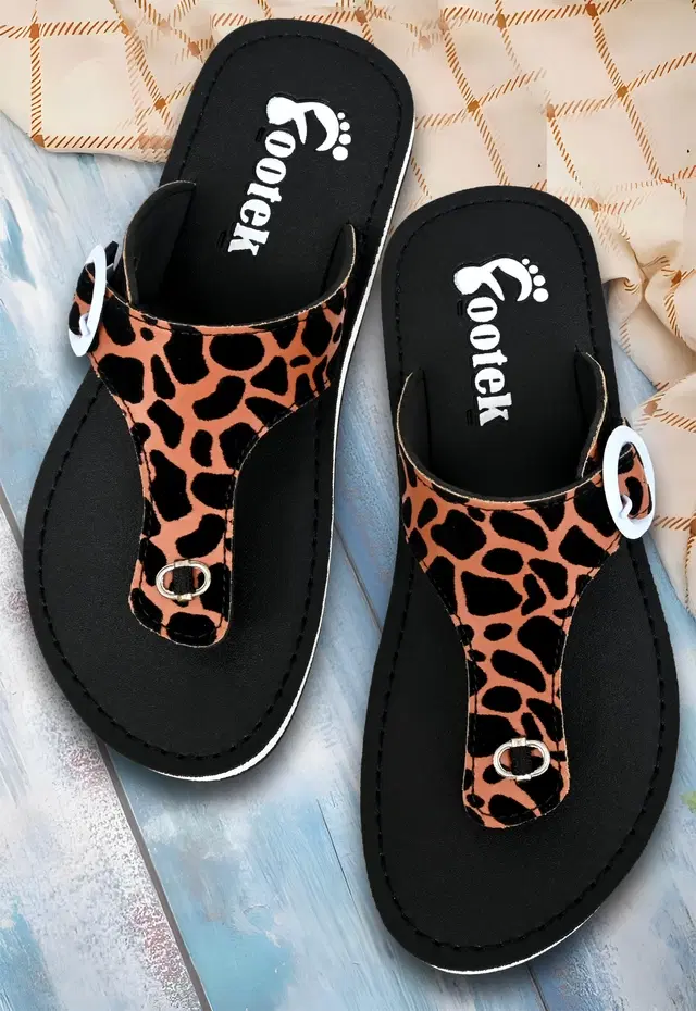 Slippers for Women (Black & Orange, 7)
