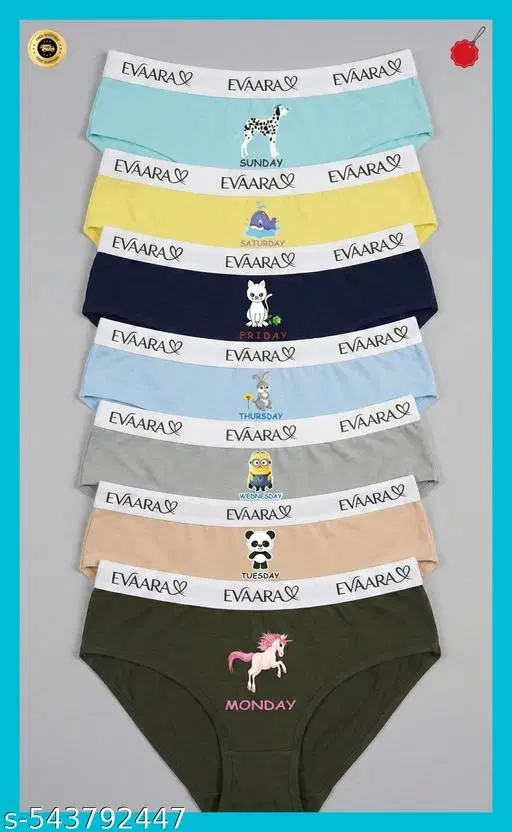 Printed Mid Rise Hipster Briefs for Women, Pack of 7 (Yellow, 28)
