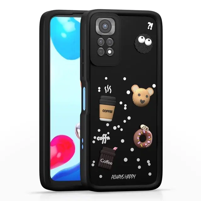 Rubber Mobile Back Cover for Mi Redmi Note 11 (Black)