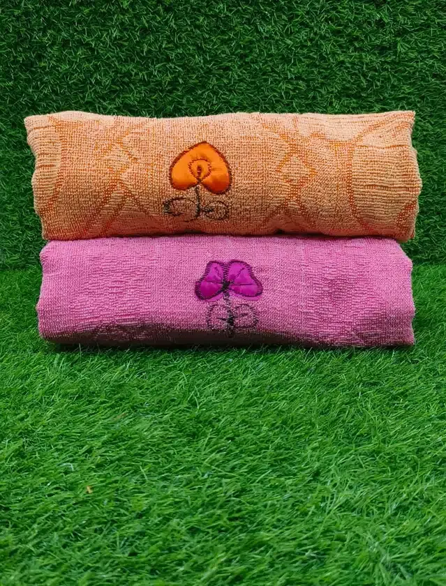 Bath Towel, Pack of 2, Pink & Orange, 27x54 inches
