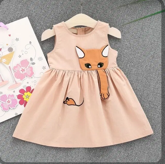 Rayon Printed Dresses for Girls, Brown (4-5 Years)