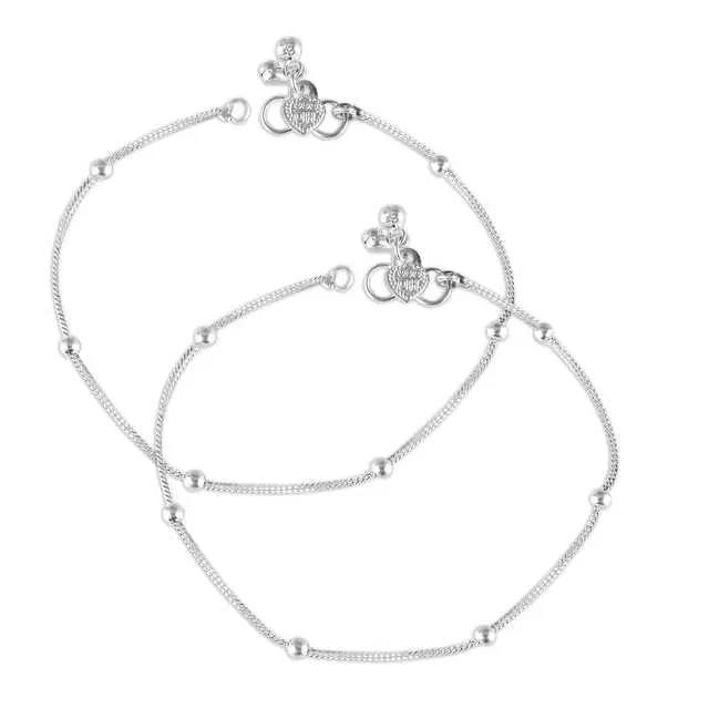 Traditional Brass Women Anklets (Silver) (VFJ-102)