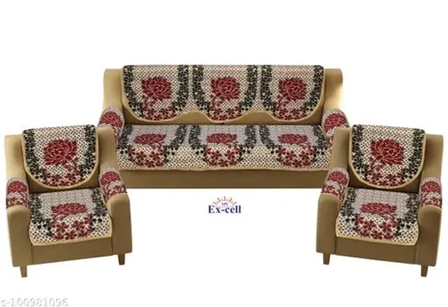 Polycotton 5 Seater Sofa Covers, Red, Set of 1