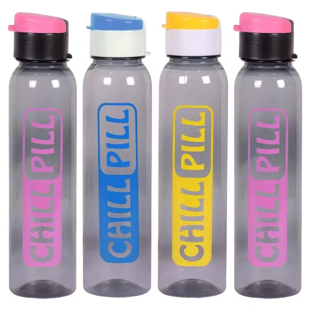 Plastic Fridge Water Bottles for Kids, Multicolor, 1000 ml, Pack of 4
