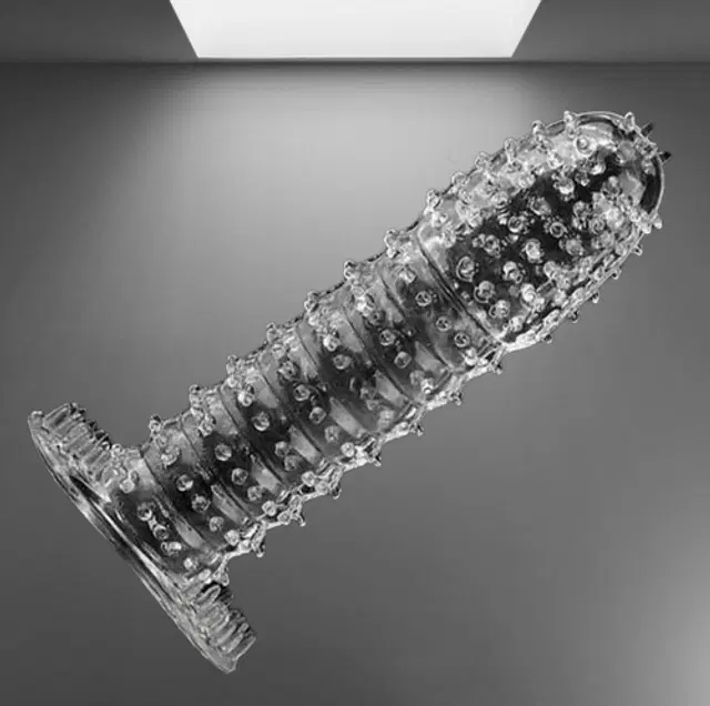 Crystal Dotted Reusable Condom for Men, Transparent