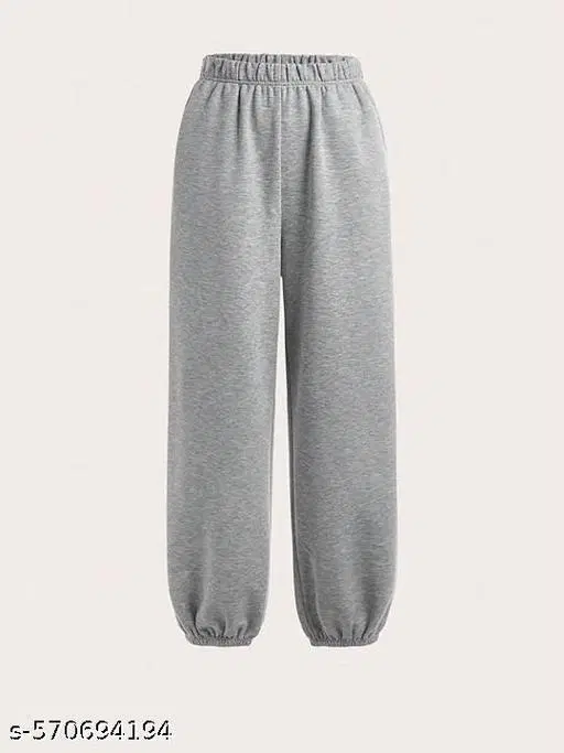 Cotton Blend Solid Trousers for Men, Grey (S)