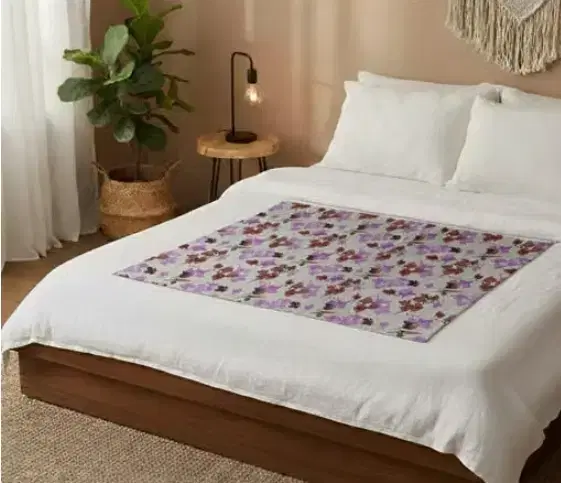 Waterproof Bed Server/Food Mat Lavender/Brown Leaf