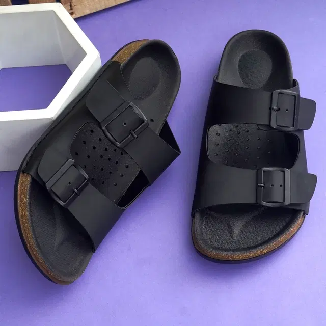 Solid Flipflops for Men (Black, 6)