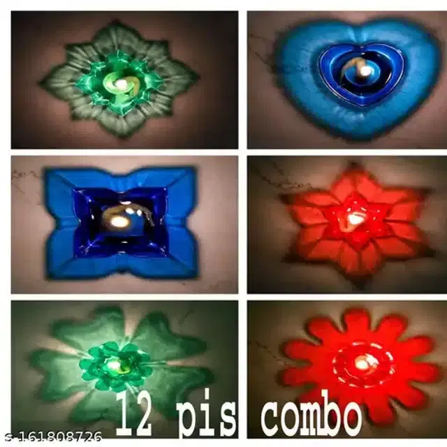 3D Diya Diwali Lights, Multicolor, Pack of 12