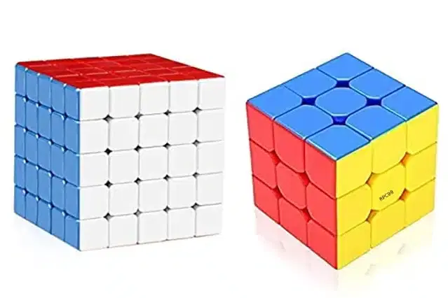 3x3 & 5x5 Stickerless Rubik's Cube, Set of 2, Multicolor