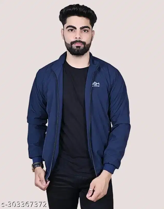 Polyester Jacket for Men (Blue, M)