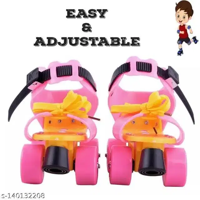 Adjustable Roller Skates for Kids, Pink & Yellow