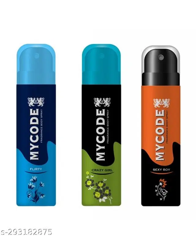 Combo of MYCODE Crazy Girl, Flirty & Sexy Boy Body Spray for Men, 100 ml, Pack of 3