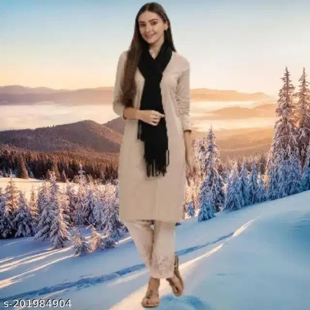 Rayon Scarf for Women (Black, 1.8 m)