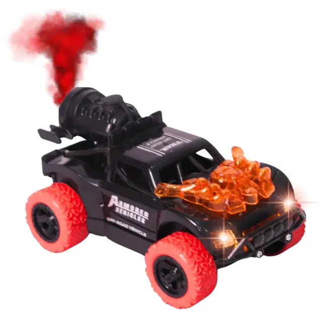 Toy Cloud Monster Smoke Pull-Back Car with Light & Sound, Black