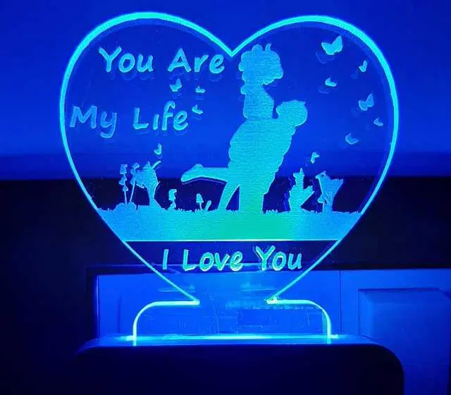 Unicept I Love You Heart 3D LED Illusion 7 Color Changing Night Lamp, Multicolor, NE-8