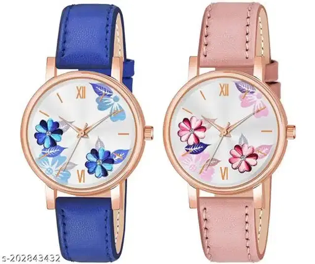 Analog Watch for Women, Pack of 2 (Multicolor)