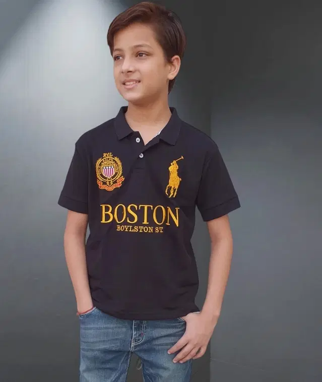 Half Sleeves Printed T-Shirt for Boys (Black, 34)