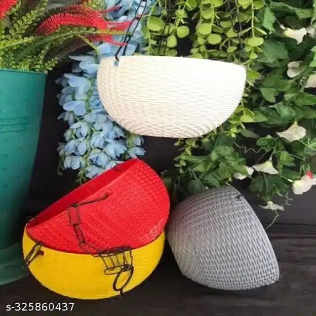 Hanging Flower Pots with Metal Chain, Multicolor, Pack of 4