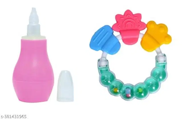 Nose Cleaner with Rattle Toy for Baby, Multicolor, Set of 2